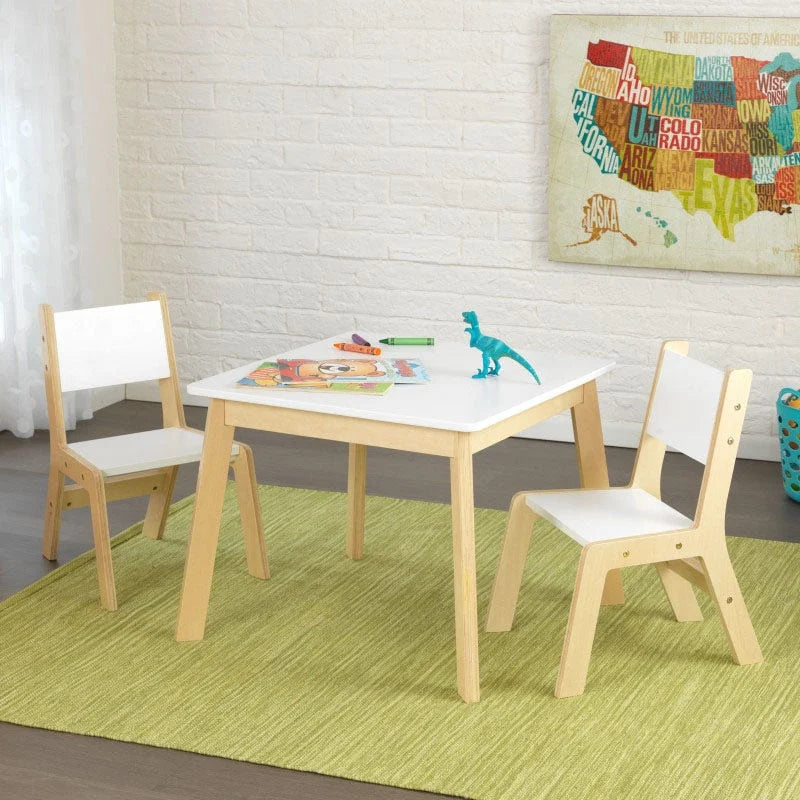 Modern Table & 2 Chair Set - White