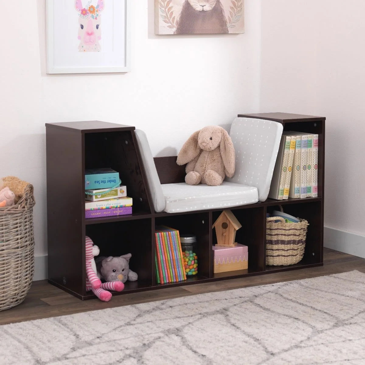 Bookcase with Reading Nook - Espresso