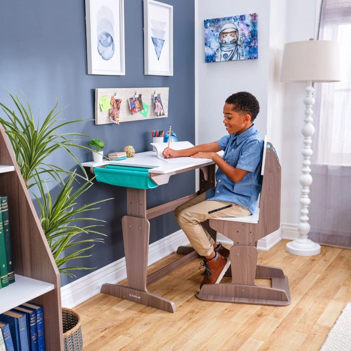 Grow Together™ Pocket Adjustable Desk and Chair - Gray Ash