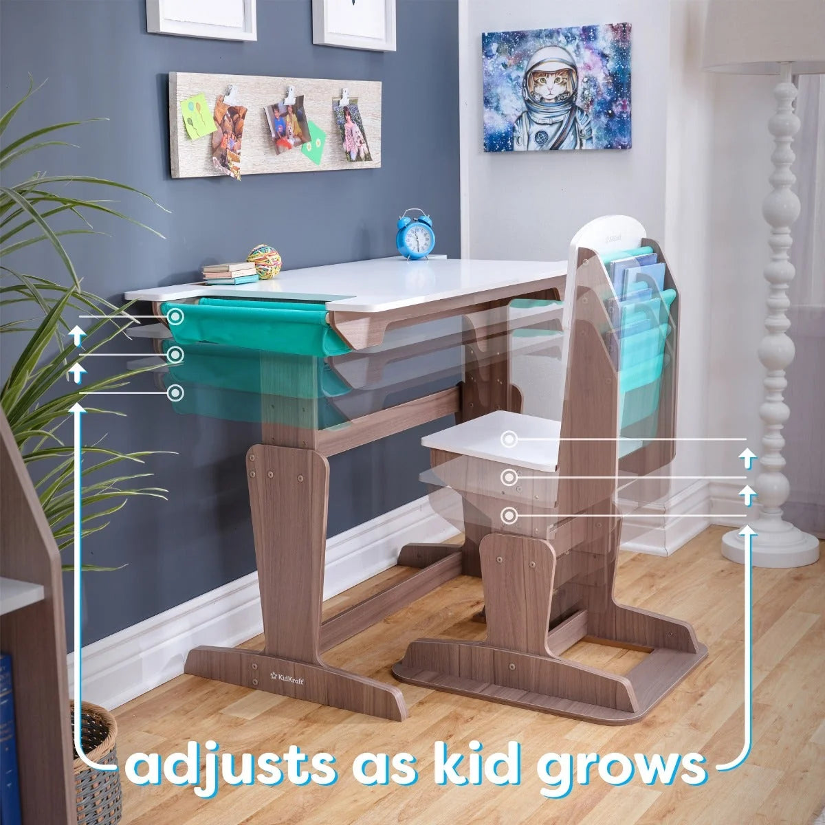 Grow Together™ Pocket Adjustable Desk and Chair - Gray Ash
