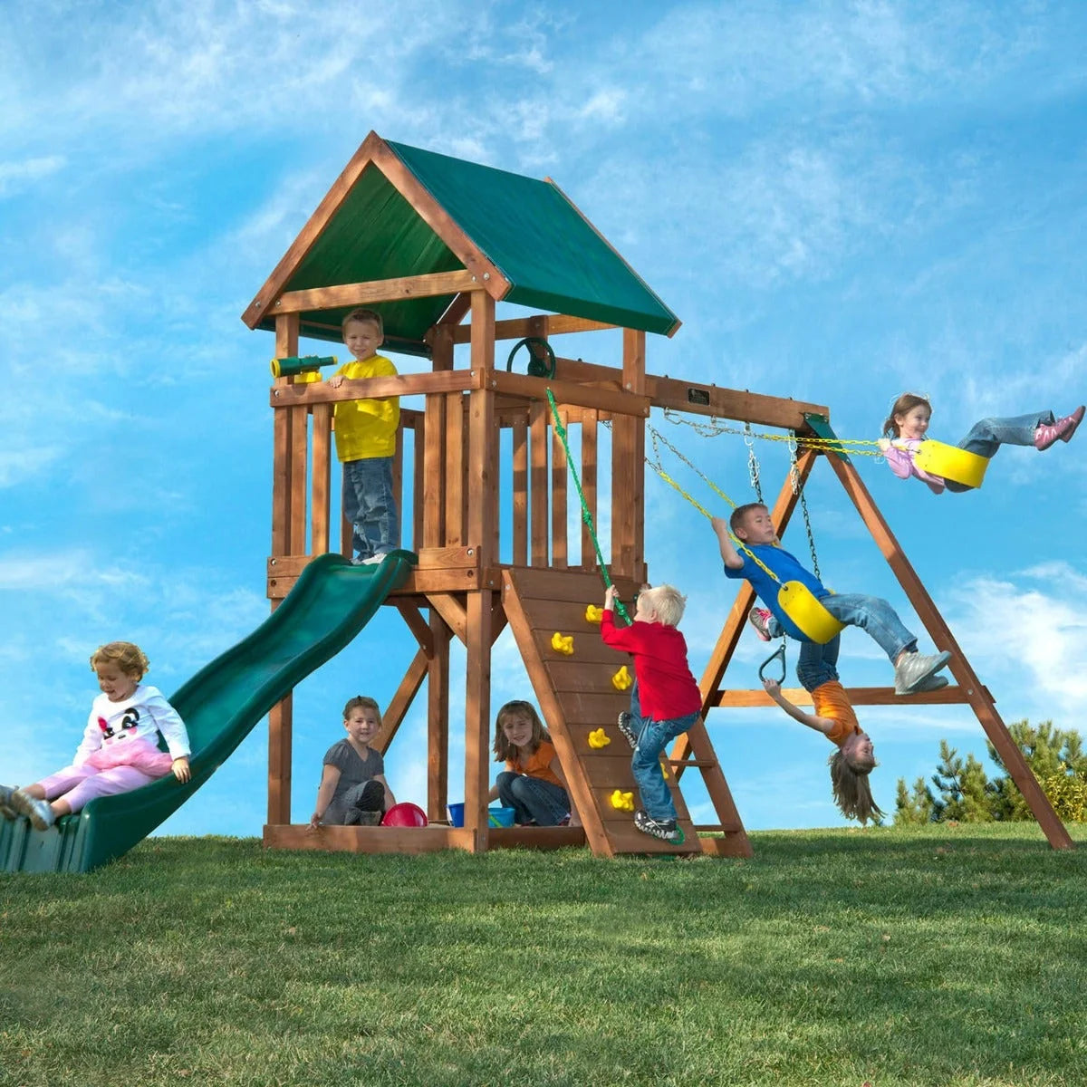High Flyer Wooden Swing Set by Swing-N-Slide - Installation Available (Assembly)
