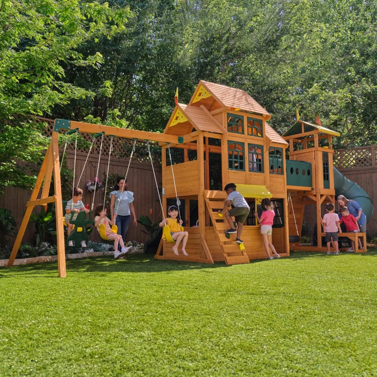 Bear Cave Lodge Swing Set / Playset - Installation Available (Assembly)